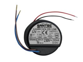 133.14 SANTEC VCA-12V-1.5AE Einbau-Netzteil 12VDC/1,5A stabilisiert, IP66, (55x23,6)mm