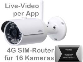 238.014 4G/LTE Mobilfunk-Überwachungskamera-Set. Live-Video, Aufzeichnung, Bewegungsalarm per Handy-App oder PC. Inkl. SANTEC 3MP Outdoor-Kamera BW304 und SIM-Router für 16 Kameras. Ideal für Baustelle, Stall, Ferienhaus