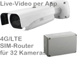 238.036 4G/LTE Outdoor Mobilfunk-Überwachungskamera Set. Live-Video, Aufzeichnung, Zutrittsalarm, per Handy-App oder PC. SANTEC 4MP Motor-Zoom-Kamera und SIM-Router für 32 Kameras. Ideal zur Überwachung von Baustellen, Dokumentation, Zeitraffer