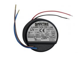 SANTEC VCA-12V-1.5AE Einbaunetzteil 12 V DC, 1,5 A, offenes Kabelende