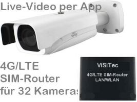 238.035 4G/LTE Mobilfunk-Überwachungskamera-Set. Live-Video, Aufzeichnung, Bewegungsalarm per Handy-App oder PC. Inkl. SANTEC 4MP Outdoor Motor-Zoom-Kamera und SIM-Router für 32 Kameras. Ideal als Baustellenkamera, Bau-Dokumentation, Zeitraffer