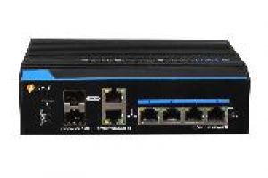 eneo IAM-5SE1004MUC Gigabit Switch, Unmanaged, 4xPoE, 2x RJ45 und 2xSFP, 1000Mbps, Industrie Design