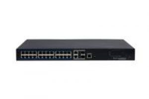 eneo IAR-7SE1024MMB Gigabit Switch, 24xPoE 100Mbps 2x RJ45 Gbit, 2x SFP Gbit, 390W, Managed, 19 Zoll,    1HE