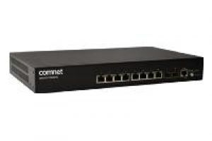 ComNet CWGE10FX2TX8MSPOE Managed Gigabit Switch, 8xRJ45, 2xSFP, 19 Zoll, 1RU, 30W PoE+, 230VAC