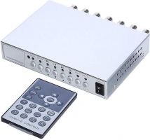 123.11 EuroTECH Farb-Quad, Bildteiler für 4 analoge Kameras (CVBS/FBAS), Bild-in-Bild, Bild-an-Bild, 12VDC, IR-Fernbedienung